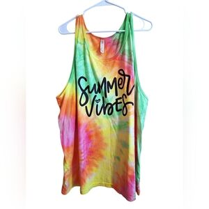 🦋Neon🦋 Tie Dye Summer Vibes Plus Size Tank Top~2XL